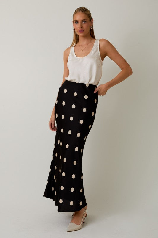 Satin polka dot skirt