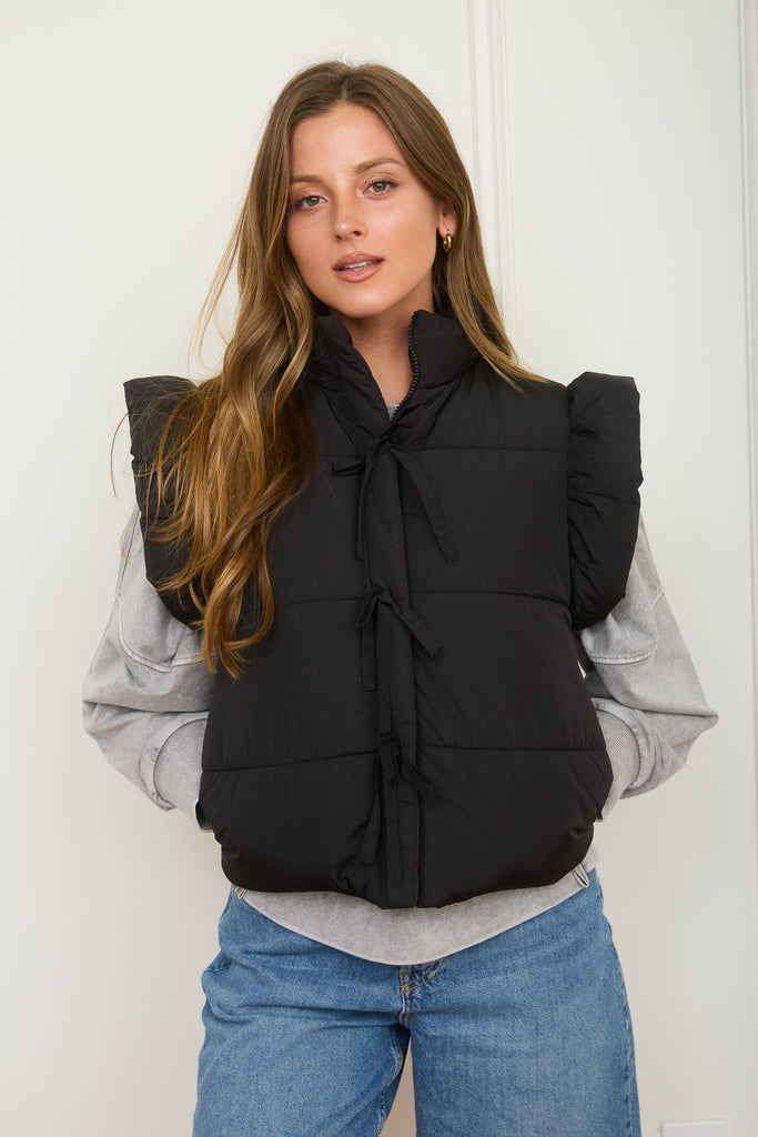 Flutter sleeve puffer vest