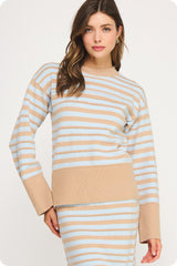 Bailey Pointelle textured striped sweater